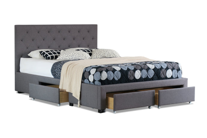 Alabama Fabric King Drawers Storage Bed Grey - Ashley Rose