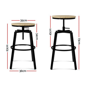 Ashley Rose 2 x Vintage Kitchen Bar Stools Retro Swivel Industrial Bar Stool Rustic - Ashley Rose