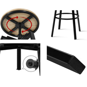 Ashley Rose 2 x Vintage Kitchen Bar Stools Retro Swivel Industrial Bar Stool Rustic - Ashley Rose