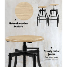 Load image into Gallery viewer, Ashley Rose 2 x Vintage Kitchen Wooden Bar Stools Swivel Industrial Bar Stool Retro - Ashley Rose