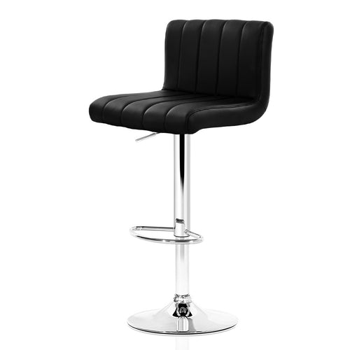 Ashley Rose 2x Leather Bar Stools Kitchen Chair Bar Stool Black Lana Gas Lift Swivel - Ashley Rose
