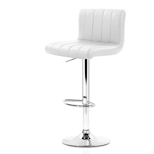 Ashley Rose 2x Leather Bar Stools Kitchen Chair Bar Stool White Como Gas Lift Swivel - Ashley Rose