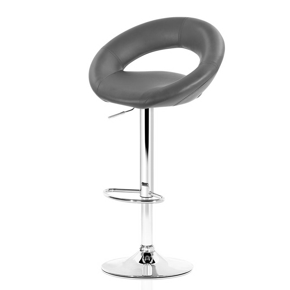 Ashley Rose 2x Bar Stools Gas lift Swivel Chairs Kitchen Leather Chrome Grey - Ashley Rose
