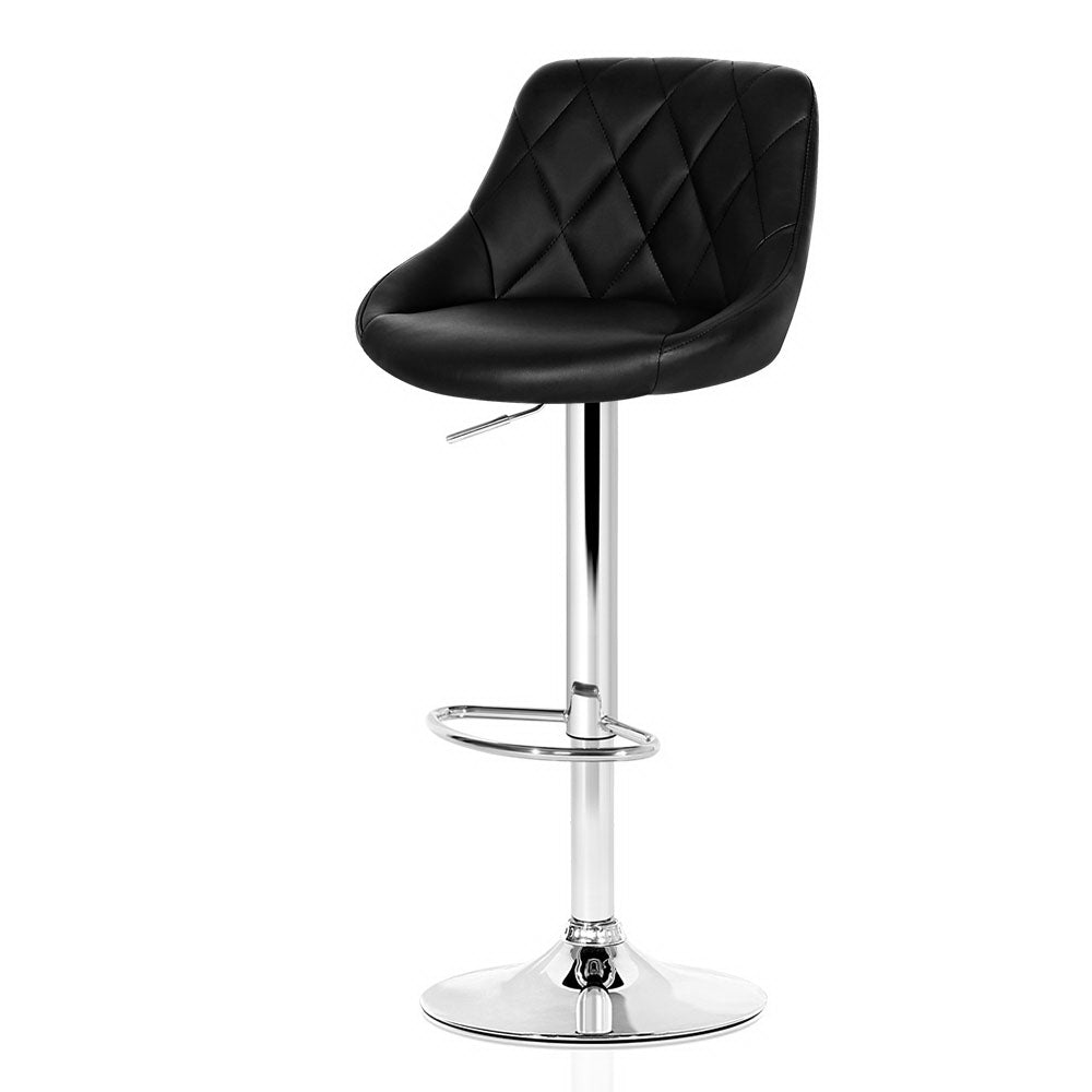 Ashley Rose 2x Bar Stools Kitchen Gas Lift Swivel Chairs Leather Chrome Black - Ashley Rose