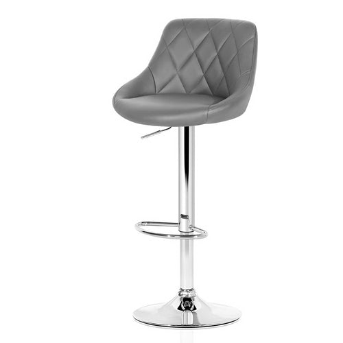 Ashley Rose 2x Bar Stools Kitchen Gas Lift Swivel Chairs Leather Chrome Grey - Ashley Rose