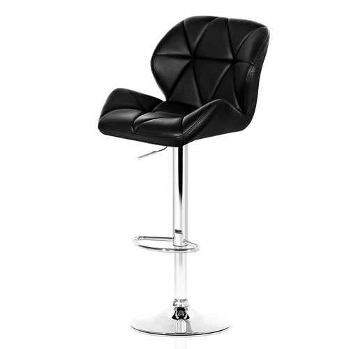 Ashley Rose 2x Bar Stools Gas Lift Kitchen Swivel Chairs Leather Chrome Black - Ashley Rose