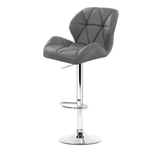Ashley Rose 2x Bar Stools Gas Lift Kitchen Swivel Chairs Leather Chrome Grey - Ashley Rose