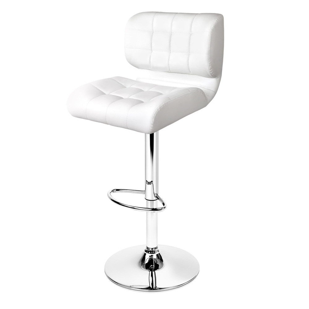 Ashley Rose Set of 2 PU Leather Gas Lift Bar Stools - White - Ashley Rose