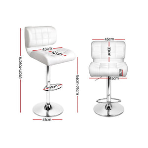 Ashley Rose Set of 2 PU Leather Gas Lift Bar Stools - White - Ashley Rose