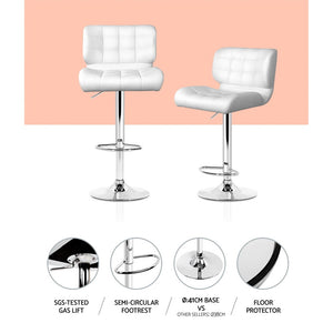 Ashley Rose Set of 2 PU Leather Gas Lift Bar Stools - White - Ashley Rose