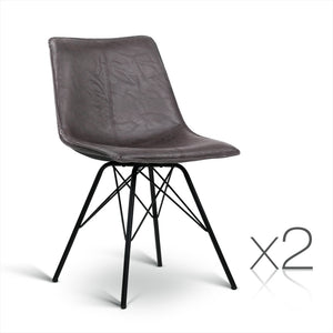 Ashley Rose Set of 2 PU Leather Dining Chair - Walnut - Ashley Rose