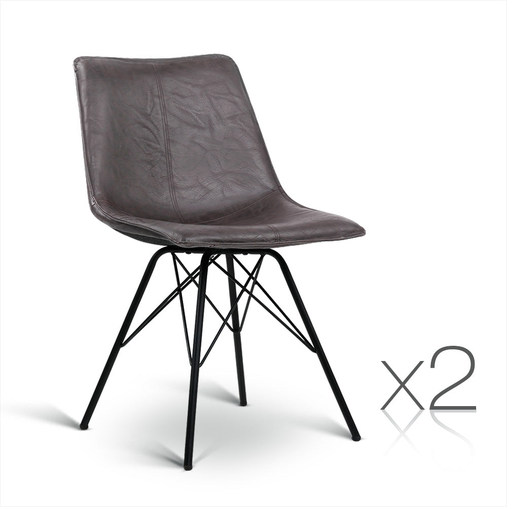 Ashley Rose Set of 2 PU Leather Dining Chair - Walnut - Ashley Rose