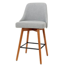 Load image into Gallery viewer, Ashley Rose 2x Wooden Bar Stools Swivel Bar Stool Kitchen Cafe Fabric Light Grey - Ashley Rose