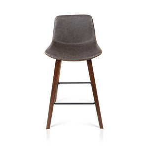 Ashley Rose Set of 2 PU Leather Bar Stools - Walnut - Ashley Rose