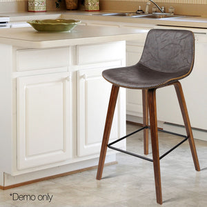Ashley Rose Set of 2 PU Leather Bar Stools - Walnut - Ashley Rose