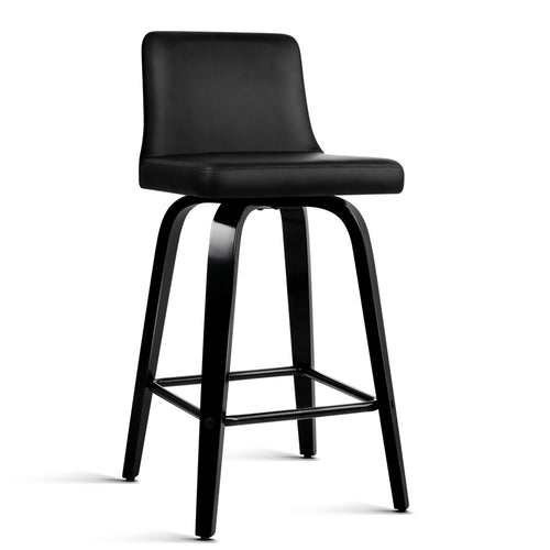Ashley Rose Set of 2 Walnut Wooden Bar Stool - Black and Walnut - Ashley Rose