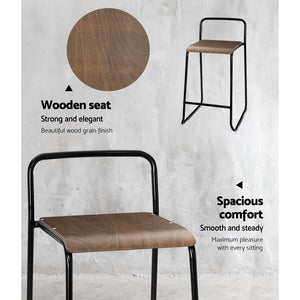 Ashley Rose 2x Rustic Bar Stools Vintage Kitchen Stools Retro Metal Wooden 66cm Seat Height - Ashley Rose