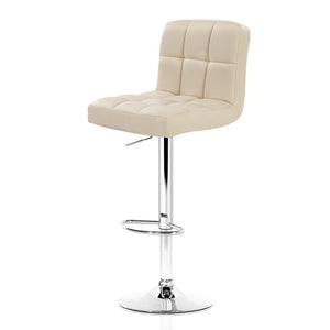 Ashley Rose 2x Leather Bar Stools NOEL Kitchen Chairs Swivel Bar Stool Gas Lift Beige - Ashley Rose