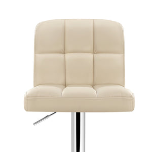Ashley Rose 2x Leather Bar Stools NOEL Kitchen Chairs Swivel Bar Stool Gas Lift Beige - Ashley Rose