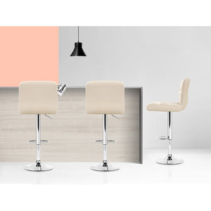 Ashley Rose 2x Leather Bar Stools NOEL Kitchen Chairs Swivel Bar Stool Gas Lift Beige - Ashley Rose