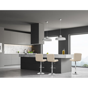 Ashley Rose 2x Leather Bar Stools NOEL Kitchen Chairs Swivel Bar Stool Gas Lift Beige - Ashley Rose