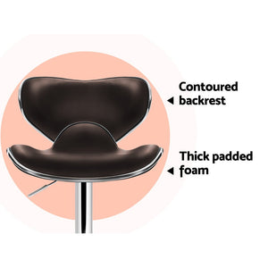 Ashley Rose 2x Gas Lift Bar Stools Swivel Chairs Leather Chrome Chocolate - Ashley Rose
