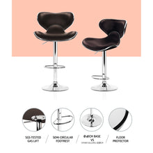Load image into Gallery viewer, Ashley Rose 2x Gas Lift Bar Stools Swivel Chairs Leather Chrome Chocolate - Ashley Rose