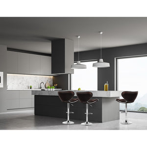 Ashley Rose 2x Gas Lift Bar Stools Swivel Chairs Leather Chrome Chocolate - Ashley Rose