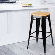Load image into Gallery viewer, Ashley Rose Set of 2 Bamboo Backless Bar Stools - Black - Ashley Rose