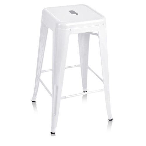 Ashley Rose 4x Replica Tolix Bar Stools Metal Bar Stool Kitchen Cafe Chair 66cm White - Ashley Rose