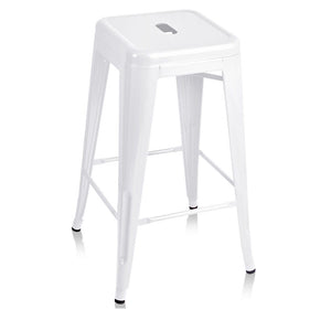 Ashley Rose 4x Replica Tolix Bar Stools Metal Bar Stool Kitchen Cafe Chair 66cm White - Ashley Rose