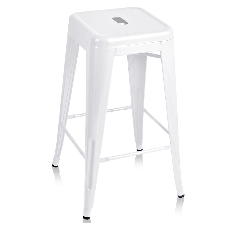 Ashley Rose 4x Replica Tolix Bar Stools Metal Bar Stool Kitchen Cafe Chair 66cm White - Ashley Rose