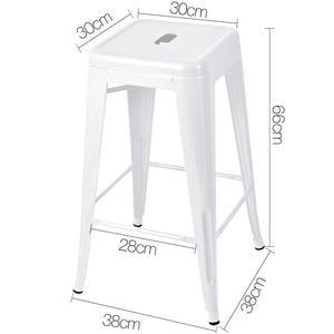 Ashley Rose 4x Replica Tolix Bar Stools Metal Bar Stool Kitchen Cafe Chair 66cm White - Ashley Rose