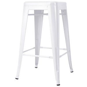 Ashley Rose 4x Replica Tolix Bar Stools Metal Bar Stool Kitchen Cafe Chair 66cm White - Ashley Rose