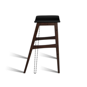 Ashley Rose Set of 2 Wooden and Padded Bar Stools - Black - Ashley Rose