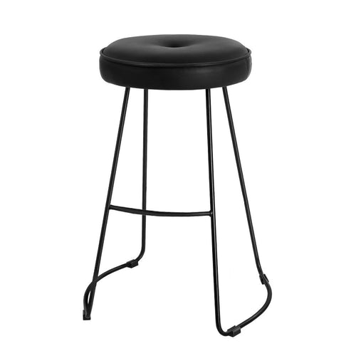 Ashley Rose 2x Bar Stools Kitchen Stool Chairs Modern Metal Leather Black - Ashley Rose