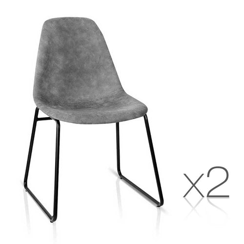 Ashley Rose Set of 2 PU Leather Dining Chairs - Grey - Ashley Rose