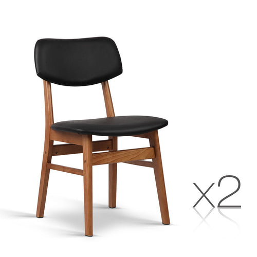 Ashley Rose Set of 2 Wood & PVC Dining Chairs - Black - Ashley Rose