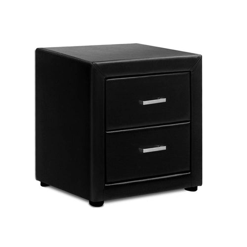 Ashley Rose PVC Leather Bedside Table - Black - Ashley Rose