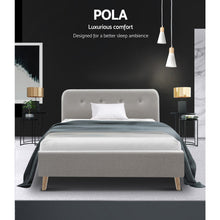 Load image into Gallery viewer, Ashley Rose King Single Size Bed Frame Base Mattress Fabric Wooden Beige - Ashley Rose