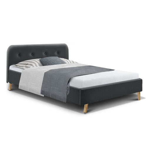 Ashley Rose King Single Size Bed Frame Base Mattress Fabric Wooden Charcoal - Ashley Rose