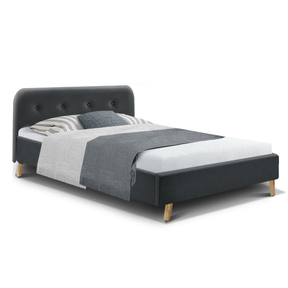 Ashley Rose King Single Size Bed Frame Base Mattress Fabric Wooden Charcoal - Ashley Rose