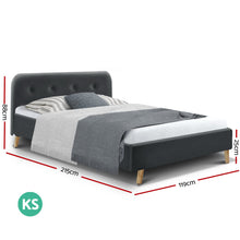 Load image into Gallery viewer, Ashley Rose King Single Size Bed Frame Base Mattress Fabric Wooden Charcoal - Ashley Rose