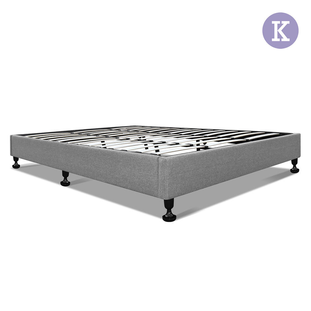 Ashley Rose King Size Fabric and Wood Bed Frame - Grey - Ashley Rose