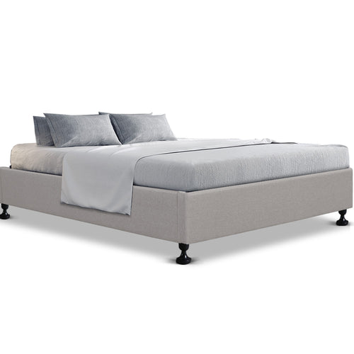 Ashley Rose King Single Size Bed Base Frame Mattress Platform Fabric Wooden Beige - Ashley Rose