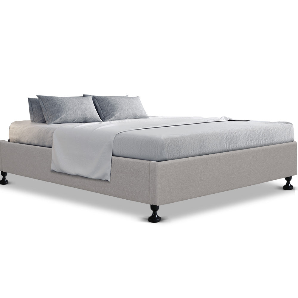 Ashley Rose King Single Size Bed Base Frame Mattress Platform Fabric Wooden Beige - Ashley Rose