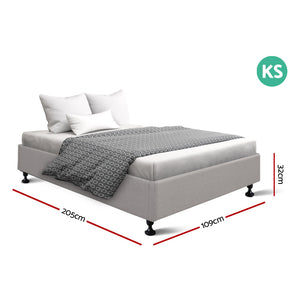 Ashley Rose King Single Size Bed Base Frame Mattress Platform Fabric Wooden Beige - Ashley Rose