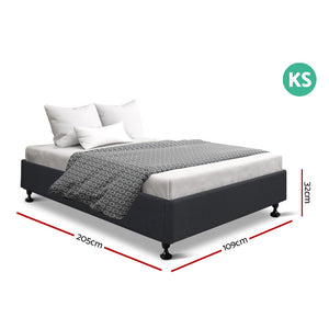 Ashley Rose King Single Size Bed Base Frame Mattress Platform Fabric Wooden Charcoal - Ashley Rose