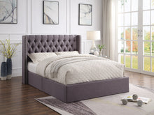 Load image into Gallery viewer, Bologna USB Fabric Double Gas Lift Ottoman Storage Bed Grey - Ashley Rose