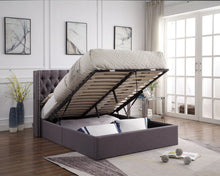 Load image into Gallery viewer, Bologna USB Fabric Double Gas Lift Ottoman Storage Bed Grey - Ashley Rose